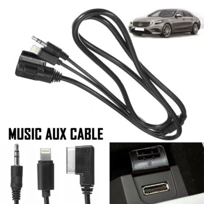 Car AUX Cable Adapter iPod iPhone Interface AMI MMI MP3 3.5 mm For MERCEDES BENZ - Imagem 1 de 4