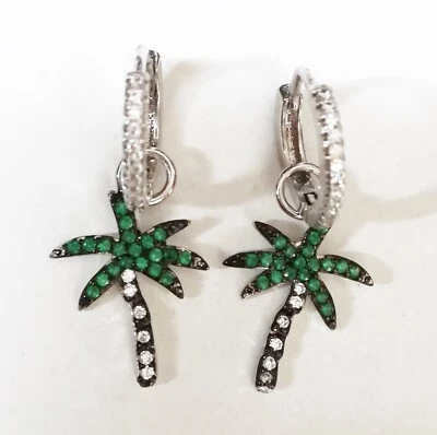 NO Apm orecchini cerchietti con Palme in argento rodiato 925 - Immagine 1 di 2