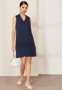 J. Vestido para mujer Crew azul sin mangas cuello en V de sarga ligera L nuevo con etiquetas $149 - Imagen 1 de 5