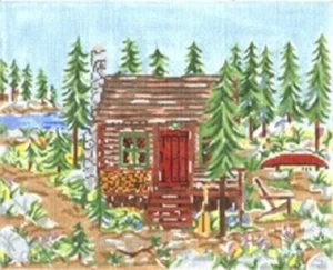 Needlepoint HandPainted Cooper Oaks Mountain Cabin 8x10 - Picture 1 of 1