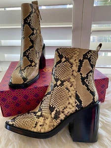 NIB Tory Burch Heeled Leather Ankle Boot Pale Desert Roccia US Size 10 $428 - Picture 1 of 8