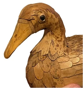 Vintage Duck Decoy - Straw Corn Husk Reed Wood Folk Art Aquatic Geese Handmade - Imagen 1 de 7