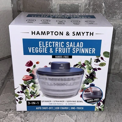 Nuevo Hampton & Smyth USB 3 en 1 Eléctrico 4L Ensalada Vegetales Verduras Frutas Spinner Foto 1 de 4