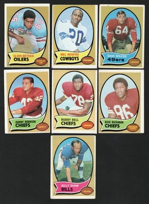 Lote de 7 tarjetas de fútbol americano Topps 1970 en muy buen estado Foto 1 de 2