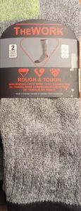 2 Pairs THE WORK Rough & Tough Non-Binding Work Crew Length Socks Men 10-13 NIP - Picture 1 of 6