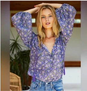 Emerson Fry India Collection Bardot Top Bluse Iris Wildflower Organic Gr. Small - Bild 1 von 13