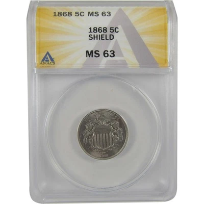 1868 Shield Nickel MS 63 ANACS Uncirculated 5c Coin SKU:CPC0819 - Image 1 of 4