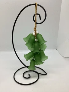 "Campana de vidrio esmerilado verde vintage (14) racimo bayas blancas adornos colgantes 5""" - Imagen 1 de 11