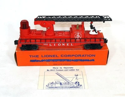 Coche de bombero y escalera Lionel 3512 de posguerra (1959-61) ~ con bonito OB e inst. Foto 1 de 4