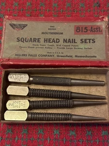 Vintage MILLERS FALLS Nail Sets 4pc 🇺🇸 Box NOS - Picture 1 of 15