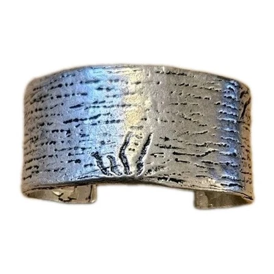 Silver Cuff Bracelet Etched Engraving Aluminum Bangle Jewelry Boho 1.5 In — 第 1/4 张图片
