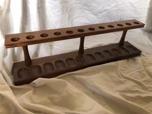 Vintage Decatur Industries Walnut 12 Pipes Display Rack Stand Holder Shelf MCM - Picture 1 of 7