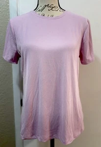 NINE WEST T Shirt Top Pale Purple Short Sleeve Crew Neck Soft Spun Ribbed M - Picture 1 of 5