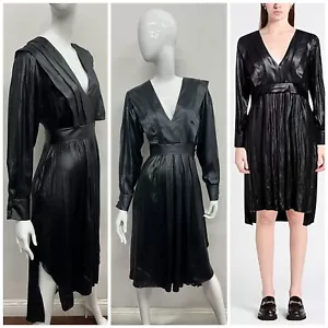 NWT $895 Eleventy Women's Long Sleeve V-neck Black Midi Dress Size US 2 - Picture 1 of 6