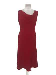 Monsoon Women's Dress Size 12 Red Cowl Neck Sleeveless Lined Flared Zip Used F1 - Picture 1 of 12