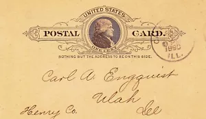 UX9 US POSTALCARD To Ulah, Ill. - Scandinavian Mutual Aid Association - Picture 1 of 2