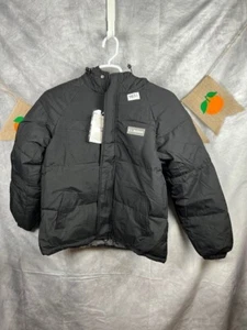 Womens Puffer Jacket Sz S Black Lightweight Hoodie with Pull String Stretch Cuff - Picture 1 of 7
