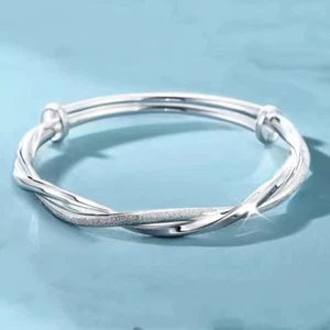 silver 925 entwined bangle bracelet gift birthday - Picture 1 of 3
