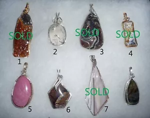 Handcrafted Wire Wrapped Natural Stone Pendant PICK ONE Jaspers and Agates - Picture 1 of 7