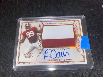 RAEKWON DAVIS 2020 LEAF TRINITY FOOTBALL ROOKIE PATCH AUTO ALABAMA DOLPHINS 🐬 - Image 1 of 2