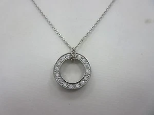 Sterling Silver round CZ circle pendant Necklace 925 Chain 16 18 inch - Picture 1 of 6