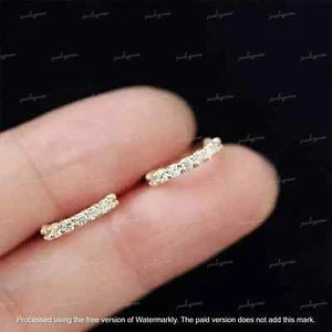 Huggie Hoop Earrings 1 Ct Round Cut Lab Created Diamond 14K Yellow Gold Plated - Picture 1 of 3