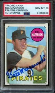 1969 Topps Bill Mazeroski #335 Card Signed/Auto PSA/DNA GEM MINT 10 167763 - Picture 1 of 2