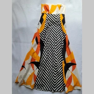 ANTHROPOLOGIE Tabitha Maxi Abito Senza Spalline Taglia 4 Chevron Astratto Audace Disossato - Foto 1 di 9