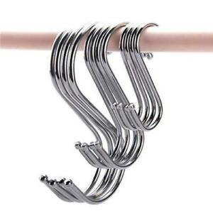 10X PCS Stainless Steel S Hooks Kitchen Meat Pan Utensil Clothes Hanger Hanging