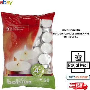 Bolsius Burn Tealightcandle White 4Hrs Of Pack Of 50 Beautiful Flame In Candle