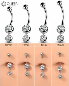 Titanium Dangle Belly Button Ring 14G Navel Piercings Barbell Piercing Belly Bar - Picture 1 of 7