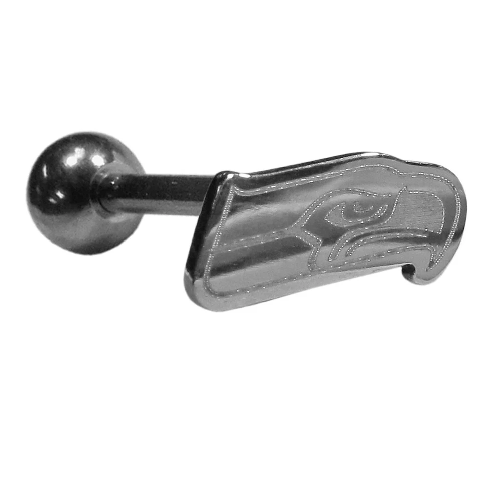 Seattle Seahawks Stainless Steel Barbell Tongue Ring (Logo) NFL Football - Image 1 of 1