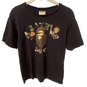 BAPE. A BATHING APEAbc camo college milo teeBlack/bwown/green. Unisex Small - Picture 1 of 7