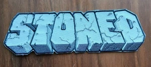 Stoned - bestickter Aufnäher - Super Streifen - 7" x 2" 420 Gras lustig Marihuana Topf  - Bild 1 von 2