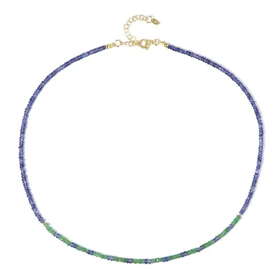 Smaragd Saphir Vermeil Silber Halskette - Bild 1 von 4