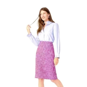 J. Falda lápiz Crew Nº 2 rosa otoño tweed ropa de trabajo recta Italia talla 8 #AR429 - Imagen 1 de 15