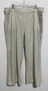 Torrid Pants Womens 20 Beige Wide Leg Linen Trouser Pull On Pockets High Rise - Picture 1 of 8
