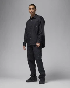 Mens Nike Air Jordan Essentials Black Button Down Shirt FV7446-010 Size Xlarge - Picture 1 of 6