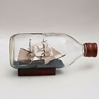 Vintage Ship In A Glass Bottle With Wooden Stopper (A2)