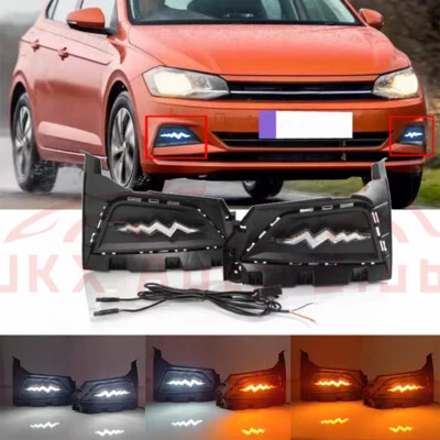 2Pcs Flashes Signal Light LED DRL Daytime Lamp m For Volkswagen Polo 2017-2020 - Image 1 of 4