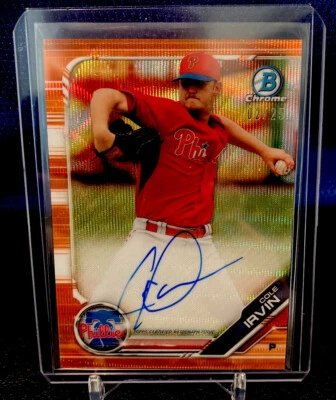 Cole Irvin 2019 Bowman Chrome Auto Orange Wave Ref #CPA-CI 2/25 RC *MINT* - Image 1 of 2