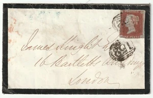 1851 BURTON ON TRENT TRAUER ENV + FEIN EXTRA =152= ZIFFER FEHLT DIE BRIEFMARKE - Bild 1 von 2