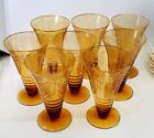 CAMBRIDGE GLASS CLEO AMBER FOOTED ICED TEA GLASSES (8)