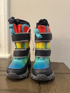 Lands End Youth Insulated Winter Snow Boots Rainbow Hook & Loop & Straps Kids 6 - Picture 1 of 4