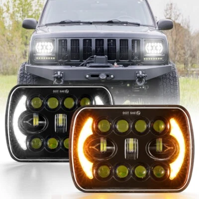 Pair 7x6" LED Headlights Hi/Lo Beam DRL Turn Signal for Mercury Monarch Lynx - Image 1 of 4