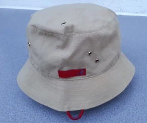 Original Kangol Mens Size S/M Beige Khaki Red Bucket Hat Canvas Ripstop Lahinch - Picture 1 of 10