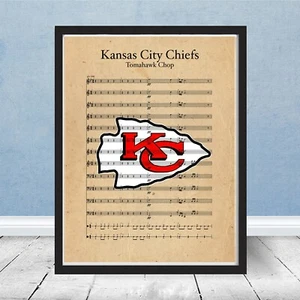 Framed Kansas City Chiefs Logo Tomahawk Sheet Music Arrowhead Mahomes Gift KC - Picture 1 of 3