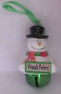 25299 FRIENDS FOREVER NAME FROSTY SNOWMAN COLOUR BELL CHRISTMAS TREE DECORATION - Picture 1 of 6