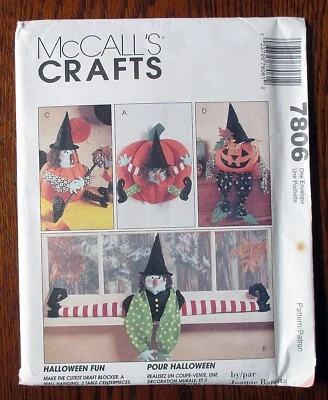 McCall's 7806 Halloween   Witch Draft Dodger Doll,  Pumpkin  Wall  Decor Pattern - Image 1 of 2