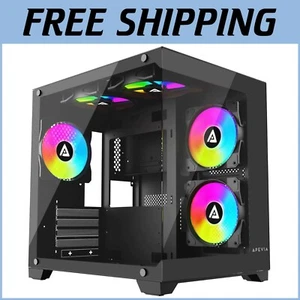 Prism Micro-ATX Gaming PC Case with 5 ARGB Fans & Dual Tempered Glass Panels - Picture 1 of 9